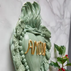 Cuore di Argilla LE TEMPS DE L'AMOUR CUORE IN CERAMICA VERDE ACQUA><noscript><img width=