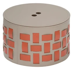 Rudi Lisbona N. 9 Cestino rotondo beige con coperchio> Ceste