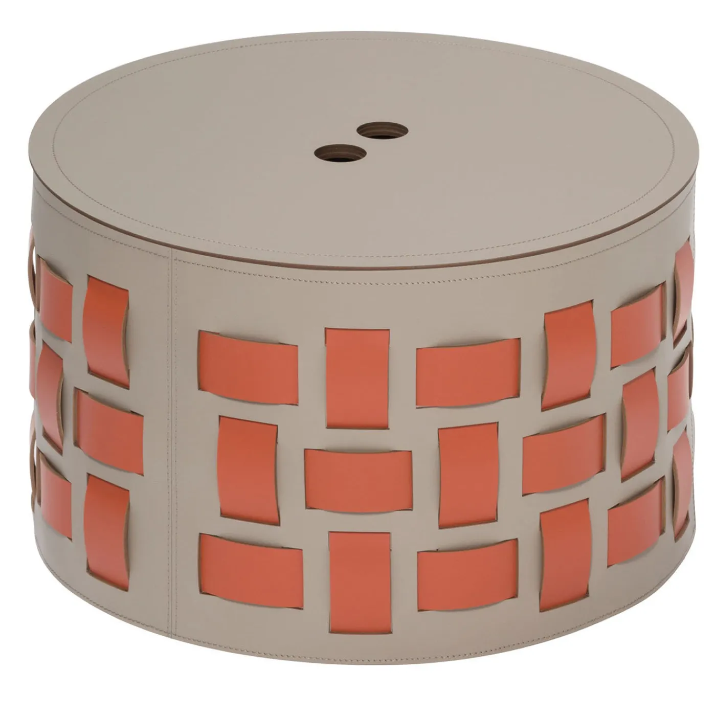 Rudi Lisbona N. 9 Cestino rotondo beige con coperchio> Ceste