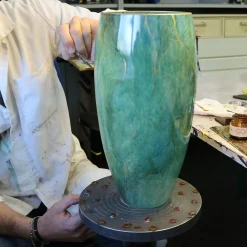 Griffe Montenapoleone by Vetrerie di Empoli Marmo Vaso alto verde con oro><noscript><img width=