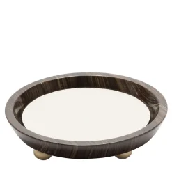 Giobagnara Mini vassoio rotondo in pelle e marmo Monza #1> Svuotatasche