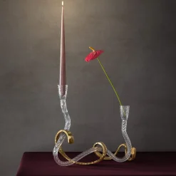 Aina Kari Nastro Vetro di Murano trasparente e portacandele in ottone curvato a mano><noscript><img width=