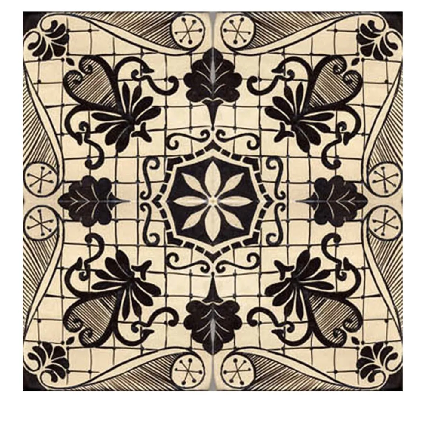 Studio Le Nid Nero Lava Set di 4 piastrelle #1> Piastrelle E Pavimenti