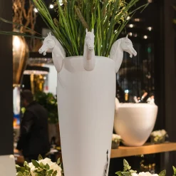 VGnewtrend Obice Horse 5 Teste Vaso decorativo bianco><noscript><img width=
