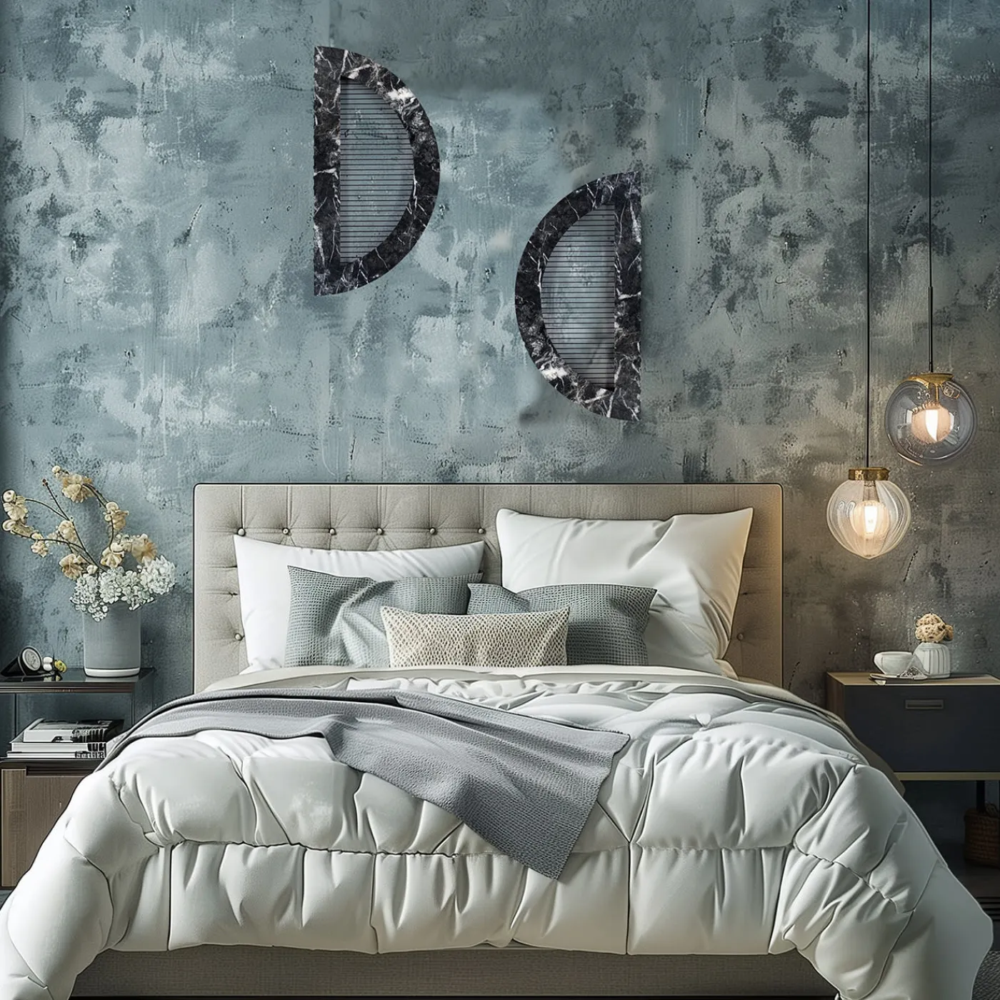 Chendù ORU Collection Decoro da parete a mezzo cerchio in marmo nero di Marquinia> Sculture Da Parete