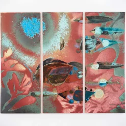 Ceramiche Lega di Martina Scarpa Pannello Decorativo in Ceramica a 3 Piastrelle "Alba e Pesci nel Mediterraneo"> Pannelli Decorativi