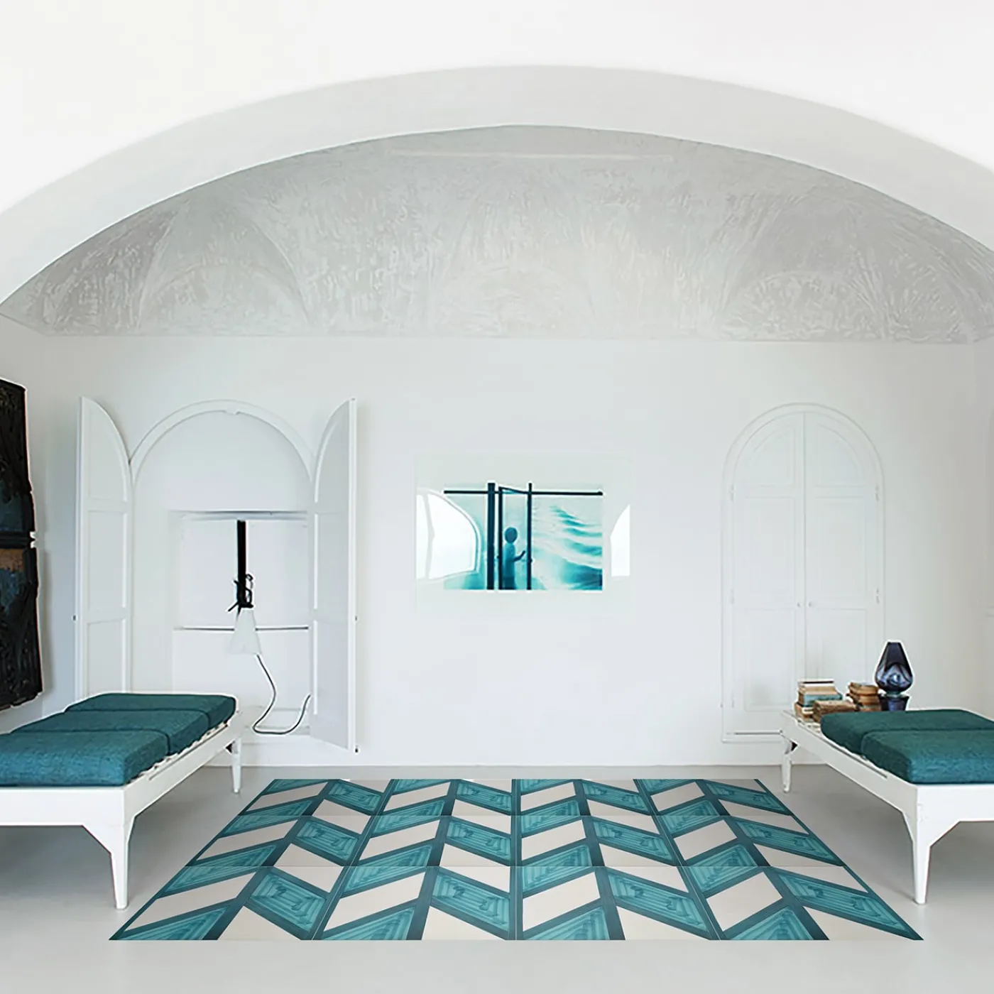 Arcea Handmade Design Piastrella Chi Square verde e bianca> Piastrelle E Pavimenti