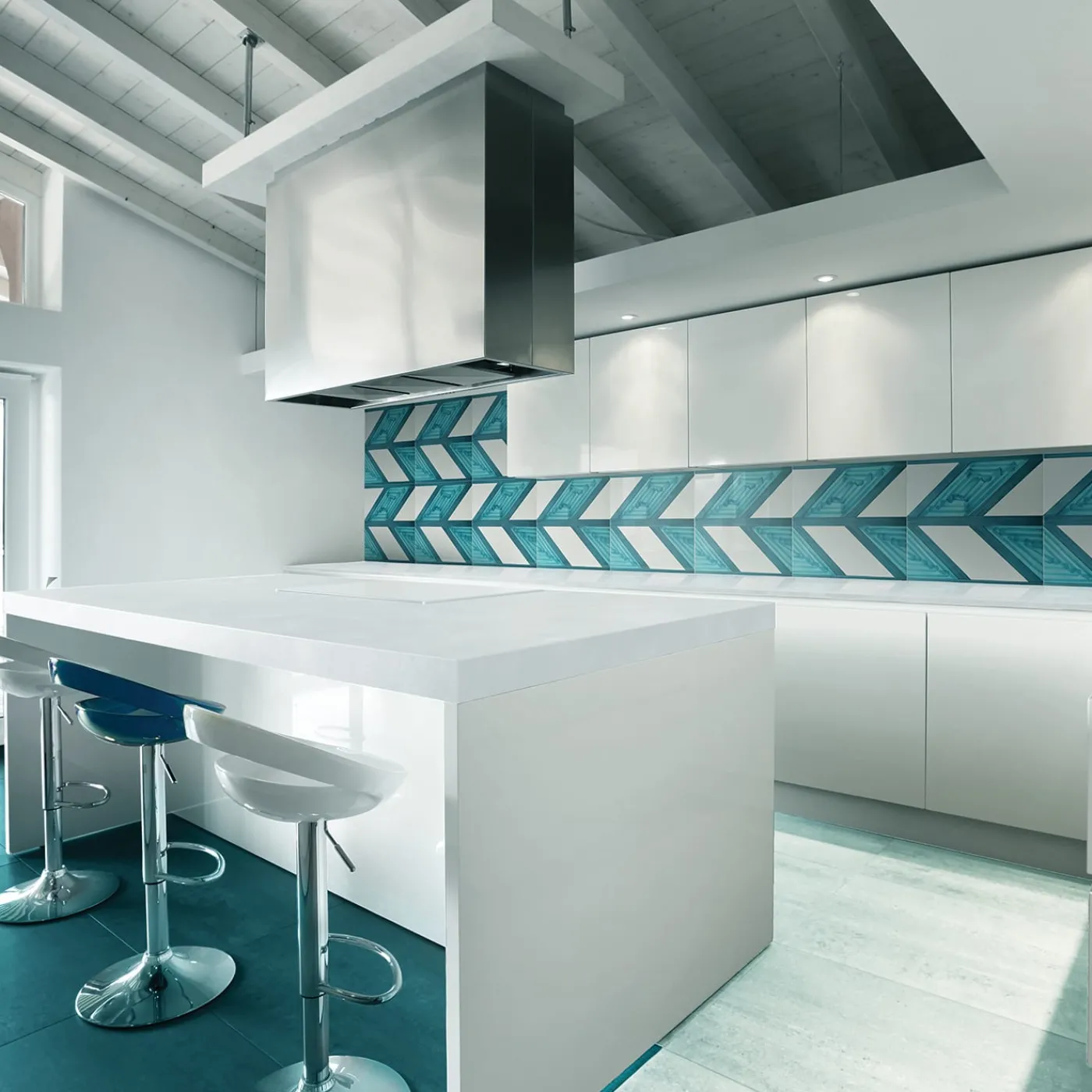 Arcea Handmade Design Piastrella Chi Square verde e bianca> Piastrelle E Pavimenti