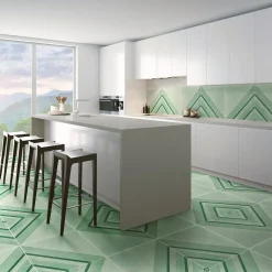 Francesco De Maio Piastrella Geometrie D’Ombra In Ceramica Verde Rame Motivo Triangolare><noscript><img width=