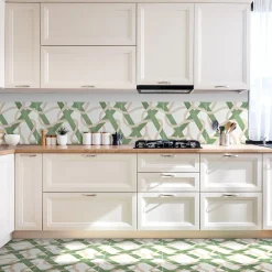 Francesco De Maio Piastrella Il Guardiano In Ceramica Rosa E Verde Motivo Geometrico> Piastrelle E Pavimenti