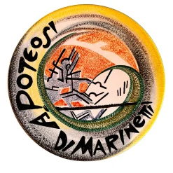 Mazzotti 1903 Piatto Decorativo Futurista Apoteosi a Marinetti in Ceramica> Piatti Decorativi