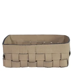 Cassigoli Piccola Cesta Bottega in Pelle Beige> Ceste