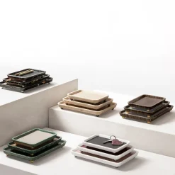 Giobagnara Piccoli vassoi rettangolari in pelle e marmo Monza #2> Svuotatasche