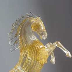 Zanetti Murano Piccolo cavallo da riproduzione in vetro dorato> Statuine
