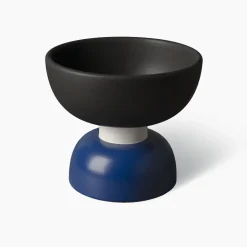 Bitossi Ceramiche Piccolo centrotavola in nero opaco e blu di Ettore Sottsass> Centrotavola