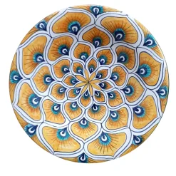 La Bottega del Vasaio Piuma di pavone gialla ⌀ Piatto decorativo da 16 cm> Piatti Decorativi