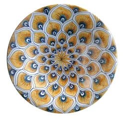 La Bottega del Vasaio Piuma di pavone gialla ⌀ Piatto decorativo da 25 cm> Piatti Decorativi