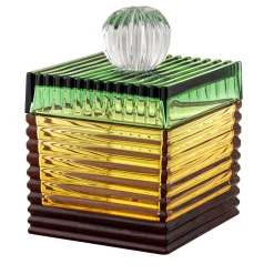 Baldi Home Jewels Playful Grande Scatola di Cristallo Ambra e Verde> Scatole