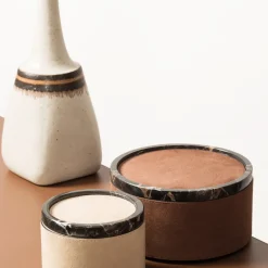 Giobagnara Polo Marmo Beige Scatola rotonda piccola impilabile> Scatole