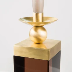 Selezioni Domus Porta Candela in Plex Fumé e Ottone Spirit><noscript><img width=