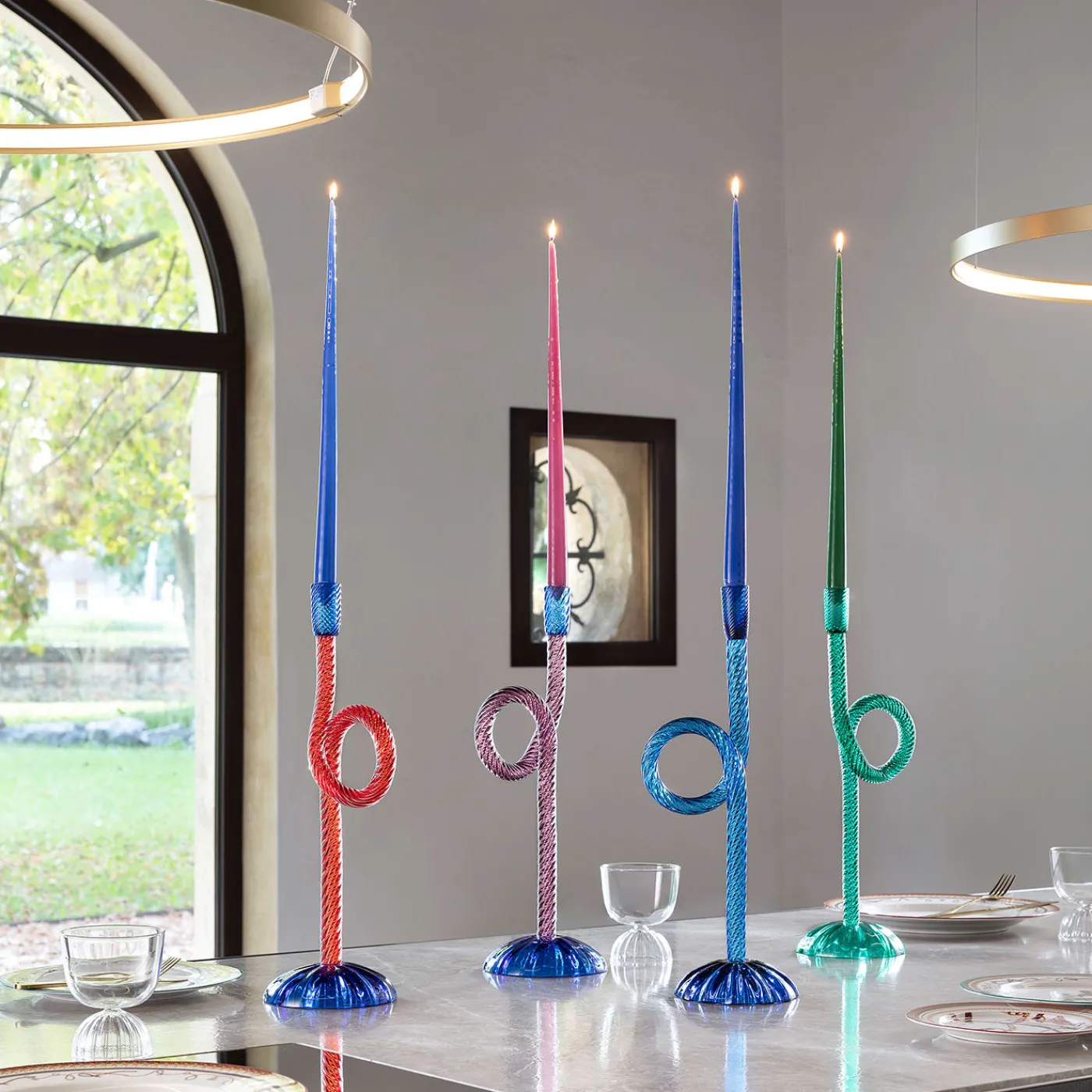 Aina Kari Portacandele a nodo verde veneziano> Candelieri E Portacandele