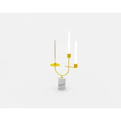 Nunzia Ponsillo Portacandele e incensi Equilibrista Bianco Carrara e Giallo> Candelieri E Portacandele