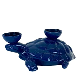Ceramica Gatti 1928 Portacandele in Ceramica Fiamme Bestiali Tartaruga Blu> Candelieri E Portacandele