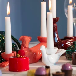 Ceramica Gatti 1928 Portacandele in Ceramica Fiamme Bestiali Levriero Rosso Aragosta><noscript><img width=