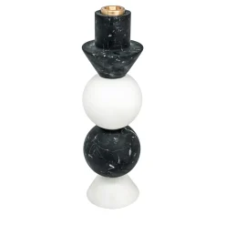 FiammettaV Home Collection Portacandele in marmo di Carrara e Marquina di Jacopo Simonetti> Candelieri E Portacandele
