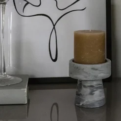 Carrara Home Design Portacandele in marmo grigio Bardiglio> Candelieri E Portacandele