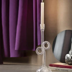 Aina Kari Portacandele in vetro di Murano Venetian Double Knot trasparente> Candelieri E Portacandele