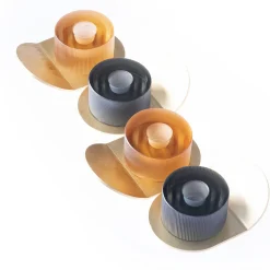 Purho Portacandele Lumino Stripe in acciaio grigio e cristallo di Federico Peri><noscript><img width=