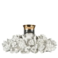 I Borbone Capodimonte Portacandele ovale Tosca in bianco e oro di Antonio Fullin> Candelieri E Portacandele