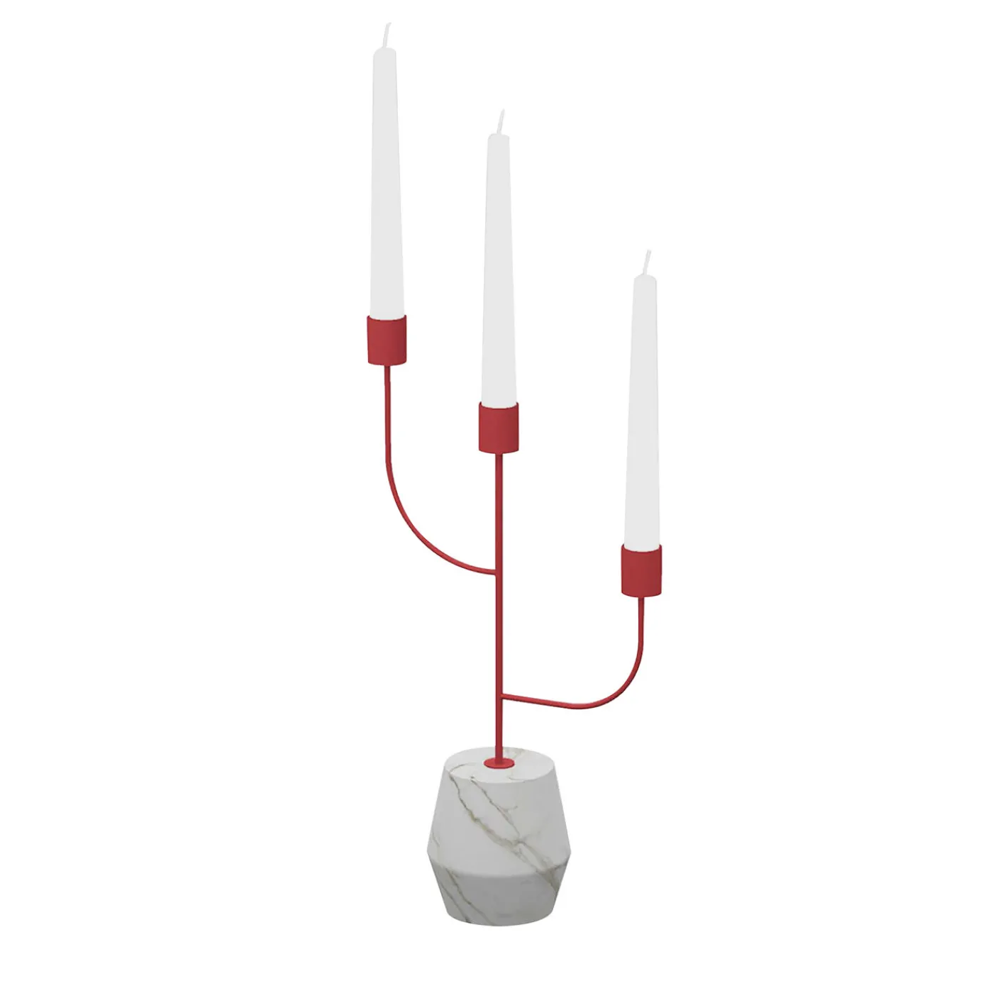 Nunzia Ponsillo Portacandele Rami Bianco Carrara e Rosa> Candelieri E Portacandele