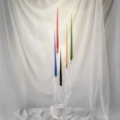 Aina Kari Portacandele Redentore in vetro di Murano trasparente e marmo di Palissandro> Candelieri E Portacandele