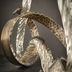 Aina Kari Portacandele Ribbon in Vetro di Murano Champagne e Ottone Curvato a Mano> Candelieri E Portacandele