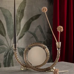 Aina Kari Portacandele San Marco in vetro di Murano color caffè e specchio> Candelieri E Portacandele