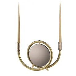 Aina Kari Portacandele San Marco Mirroring in Ottone Martellato> Candelieri E Portacandele