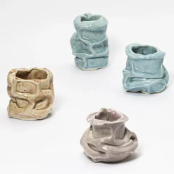 Vittorio Passaro Portacandele Stones in Porcellana Rosa #1> Candelieri E Portacandele