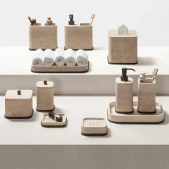 Giobagnara Portaspazzolino doppio in marmo beige Polo><noscript><img width=