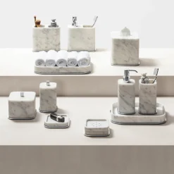 Giobagnara Portaspazzolino Polo in marmo Arabescato bianco> Arredo Bagno