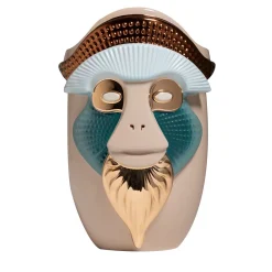 Bosa Primates Brazza Vaso in ceramica beige lucido con dettagli in metallo Di Elena Salmistraro> Vasi Figurativi