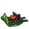 VGnewtrend Rana rossa in vetro su foglia> Statuine