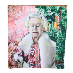 Barbara Petrecca Regina Elisabetta II in Giallo Arazzo Edizione Limitata> Pannelli Decorativi