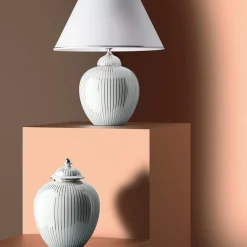 Le Porcellane Righe Platinum Medium Potiche> Vasi Con Coperchio