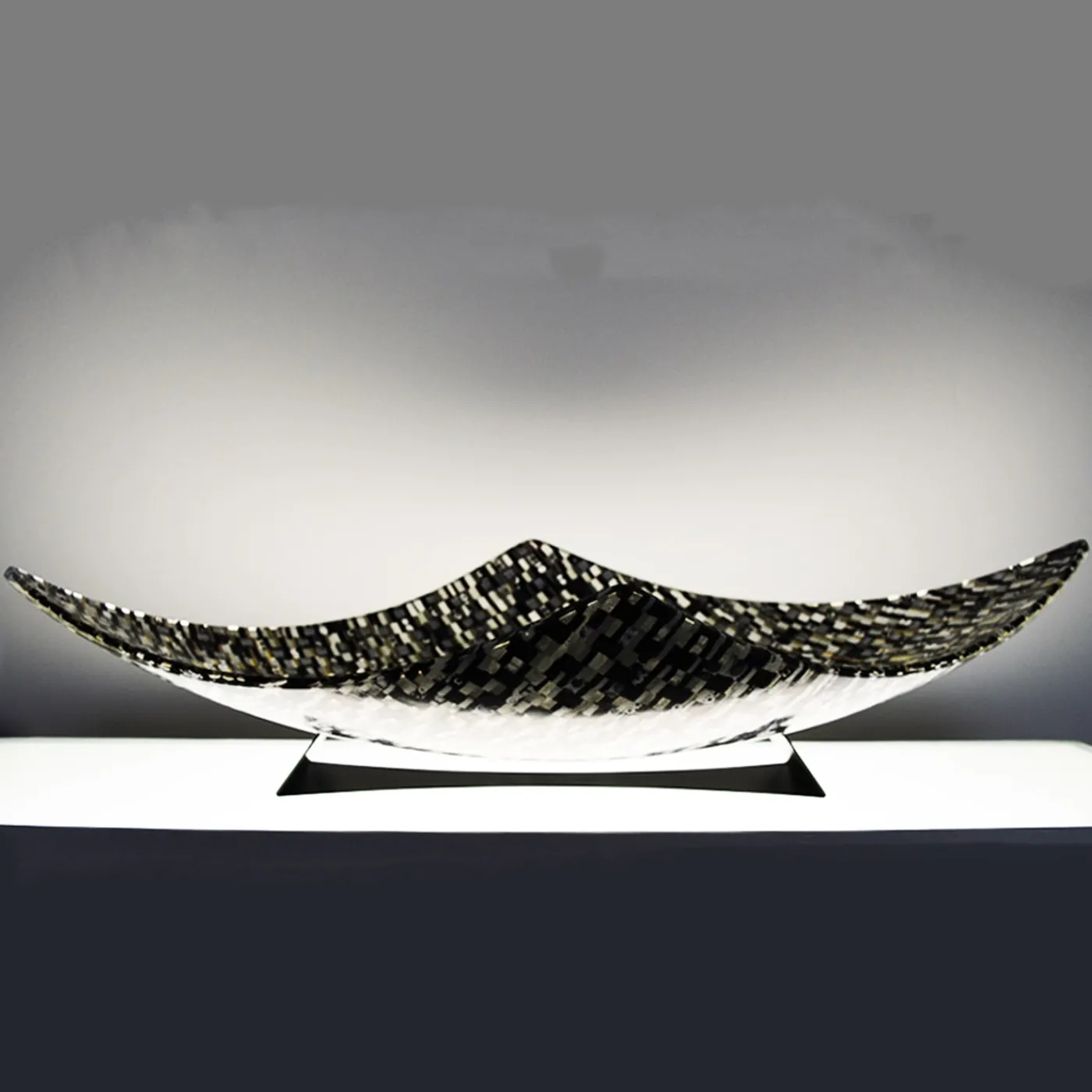 VéVé Glass Rombo Sunshine Ciotola da centrotavola bianca e nera> Centrotavola