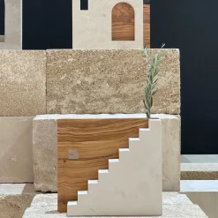 Pimar Limestone Ruderi 06 Scultura in Legno d'Ulivo e Pietra Leccese> Sculture Decorative