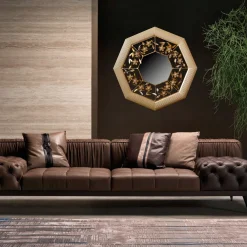 Mechini S/14 Specchio da parete ottagonale con intagli floreali> Specchi Da Parete