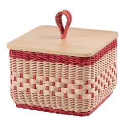 Mila Maurizi Scatola Coralia Quadrata in Midollo Rosa/Naturale con Coperchio in Legno> Scatole