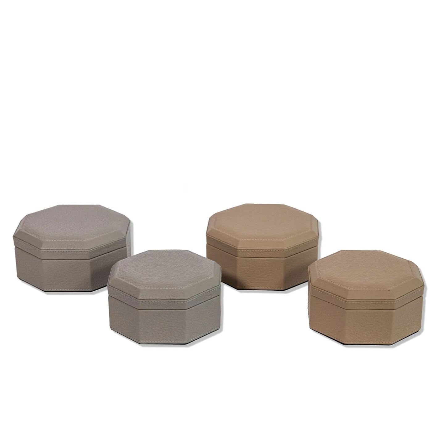 Cassigoli Scatola Ottagonale Del Monte 17 in Legno e Pelle Tamarone Beige> Scatole